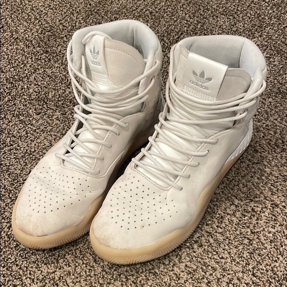 Adidas High-Top White Sneakers with Gum Sole